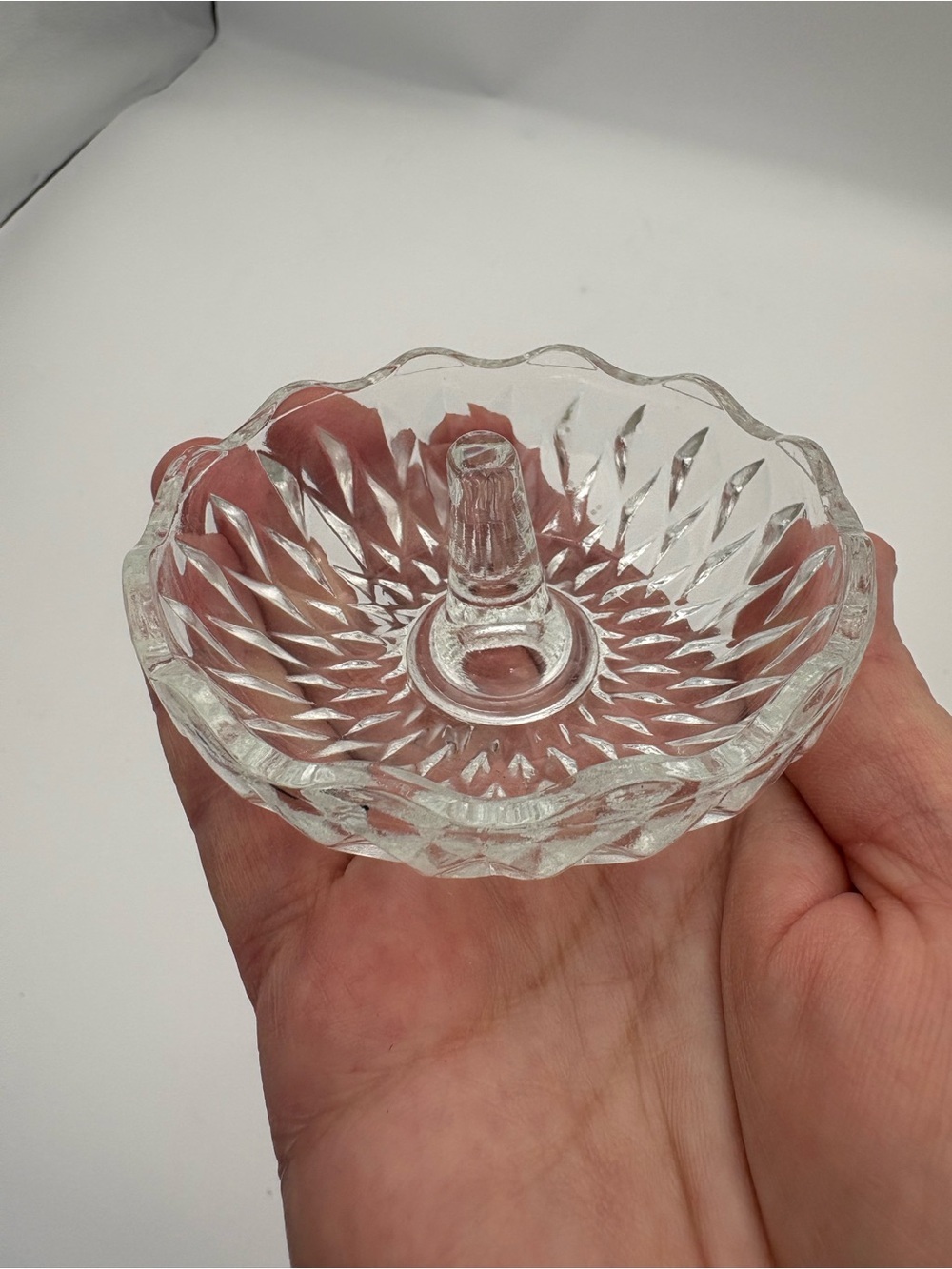 Vintage Clear Glass Ring Holder Dish